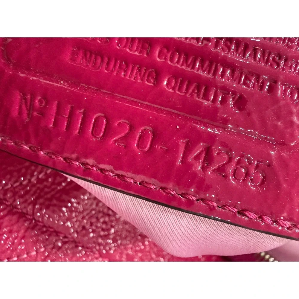 Coach Signature Purse Tote Hot Pink Patent Leather Shoulder Large Hobo Bag